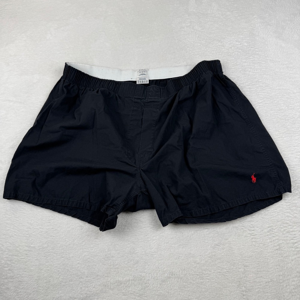 Polo Ralph Lauren Boxer Shorts Mens XL Black Classic Fit Cotton Red Pony Logo